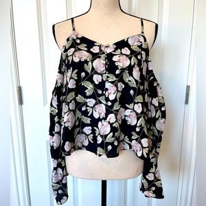 J.O.A. Cold Shoulder Floral Blouse